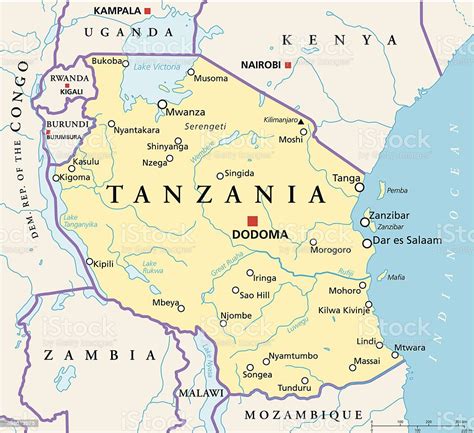 Tanzania Political Map Stock Illustration Download Image Now