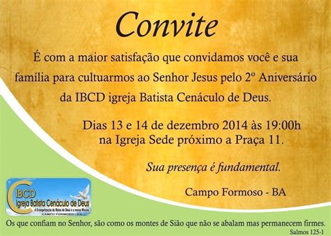 Convite De Festividade De Igreja