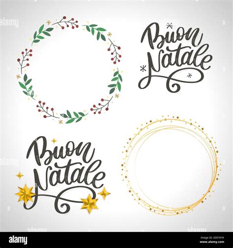 Buon Natale Merry Christmas Calligraphy Template In Italian Greeting Card Black Typography On
