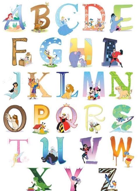 Alphabet Disney Alphabet Disney Themed Nursery Disney Letters