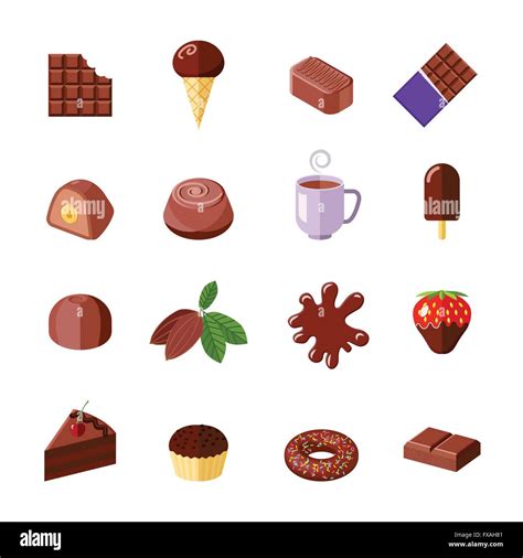 Chocolate Icons Flat Stock Vector Image And Art Alamy