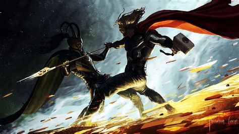1080p Free Download Loki Vs Thor Marvel Loki Thor Asgard Hd