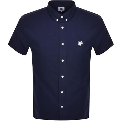 Pretty Green Oxford Short Sleeve Shirt Navy Mainline Menswear