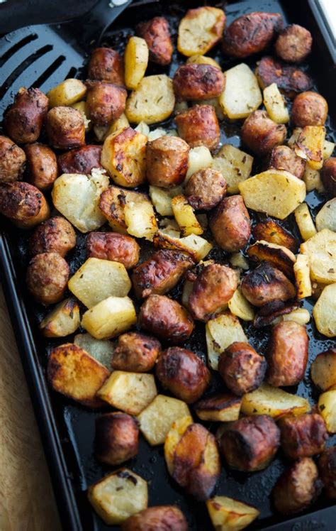 Heat 2 teaspoons olive oil in a large skillet over medium heat, and cook and stir the sausage until browned. Roasted Italian Sausage & Potato Bake