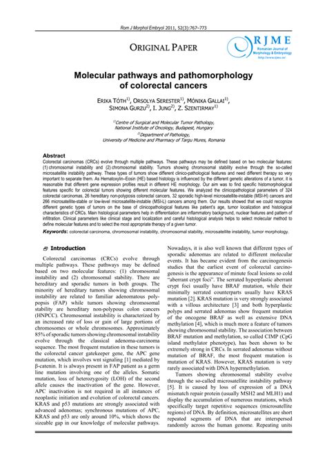 Pdf Molecular Pathways And Pathomorphology Of Colorectal Cancers My