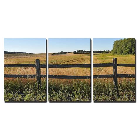 Wall26 3 Piece Canvas Wall Art An Old Wood Fence With A Green Country