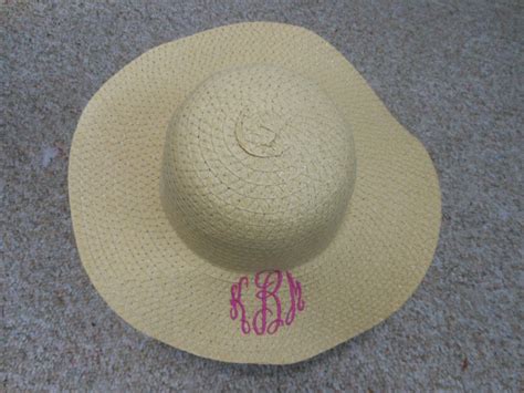 Monogrammed Wide Brimmed Straw Hat By Quilting4mama On Etsy