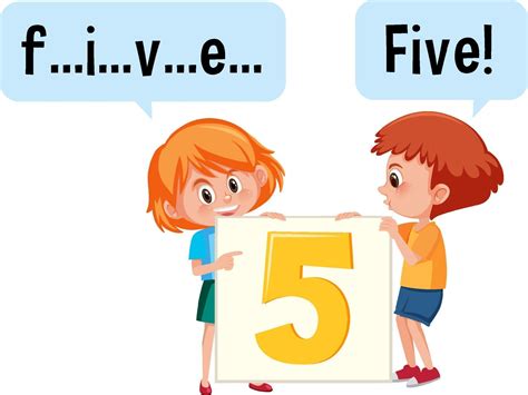 Cartoon Character Of Two Kids Spelling The Number Five 2306211 Vector