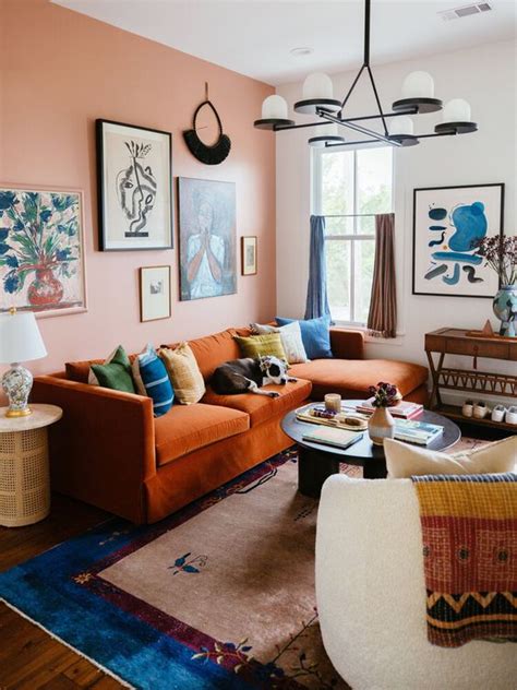 Orange Sofa Living Room Loft Orange Sofa Living Spaces Moving To