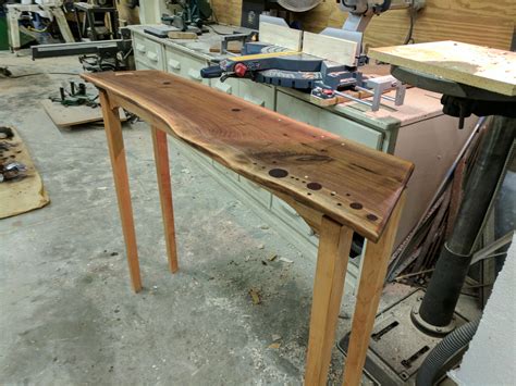 Live Edge Console Table Walnut Hickory And Hard Maple Rwoodworking