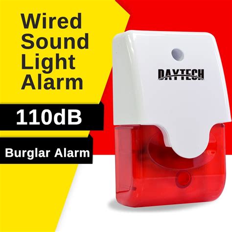Daytech Wired Siren With Sound And Red Flashing Light For Home Security