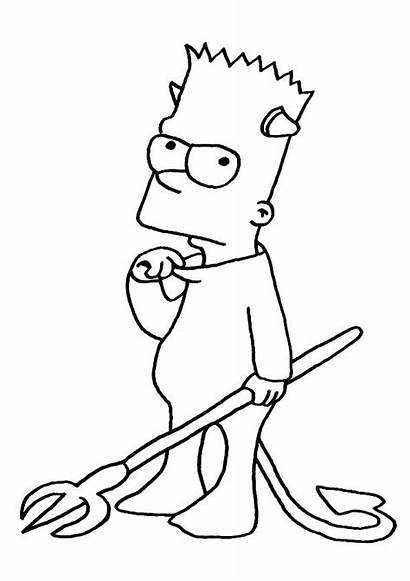 Coloring Simpsons Bart Devil Printable Parentune Worksheets