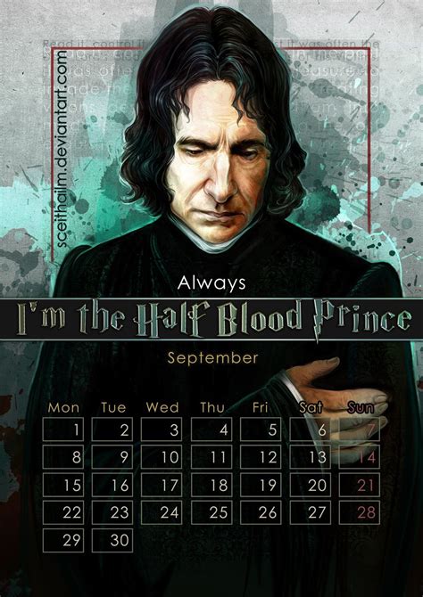 September Alan Rickman As Severus Snape In The Harry Potter Movies