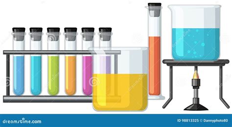 Beakers Filled With Colorful Liquid Stock Vector Illustration Of