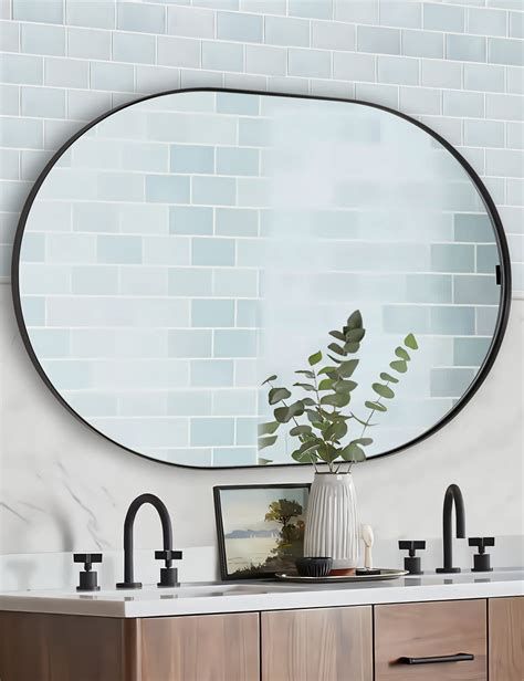 Andy Star Black Bathroom Vanity Mirror 30x40 Inch Large Oval Mirrors
