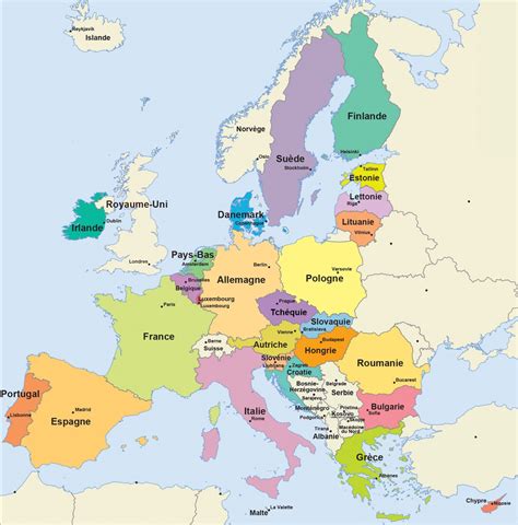 Facile À Lire L union Européenne Union Européenne tout Carte De L Europe Avec Capitales