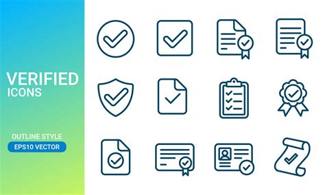 Verified Icons Set In Outlined Style Suitable For Design Element Of