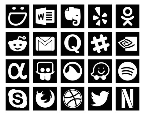 20 Social Media Icon Pack Including Waze Slideshare Mail App Net Chat
