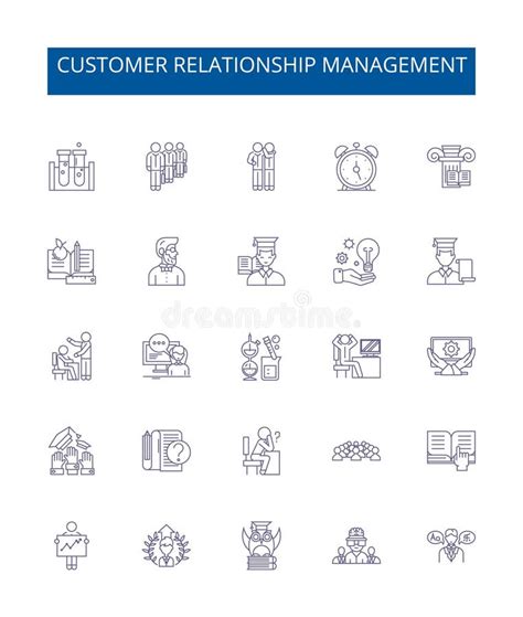 Customer Relationship Management Line Icons Signs Set Design