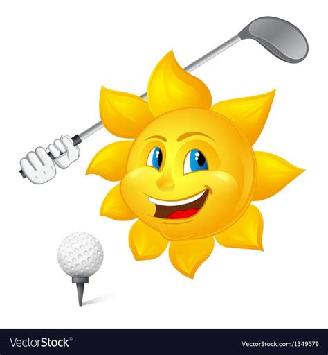 Blue Eyed Sun Is Playing Golf Royalty Free Vector Image Funny Emoji