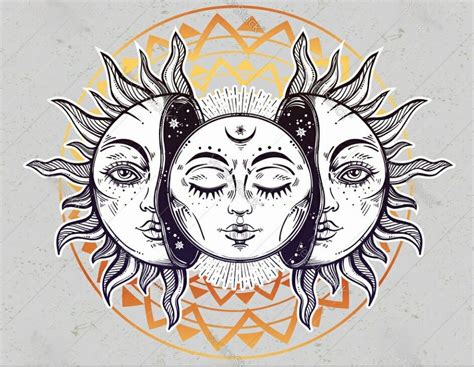 Maybe you would like to learn more about one of these? Sun and Moon illustration. Tattoo inspiration. Boho hippie ...