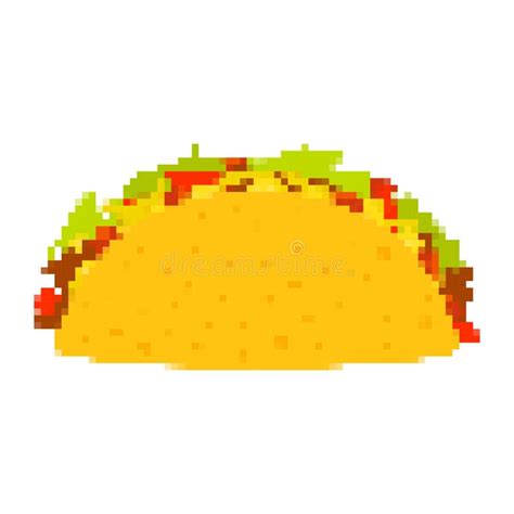 Tacos Pixel Art Isolated On White Background Mexican Fast Food Stock