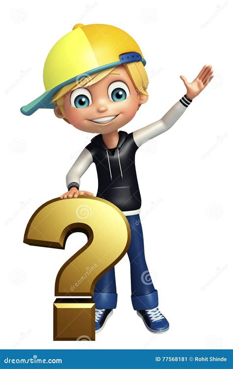 Kid Boy With Question Mark Stock Illustration Illustration Of Cute