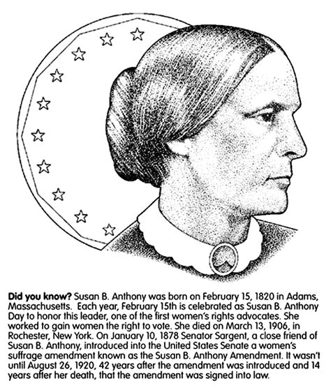 Beautiful saint anthony coloring page. Susan B. Anthony Coloring Page | crayola.com