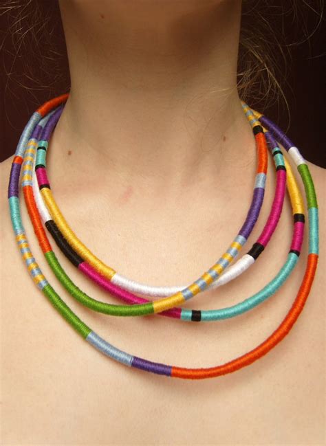 Statement Necklace Tribal Necklace Thread Wrapped Necklace Etsy
