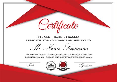 Collection of free certificate templates in ms word and pdf formats. Red styles certificate template vector 04 free download