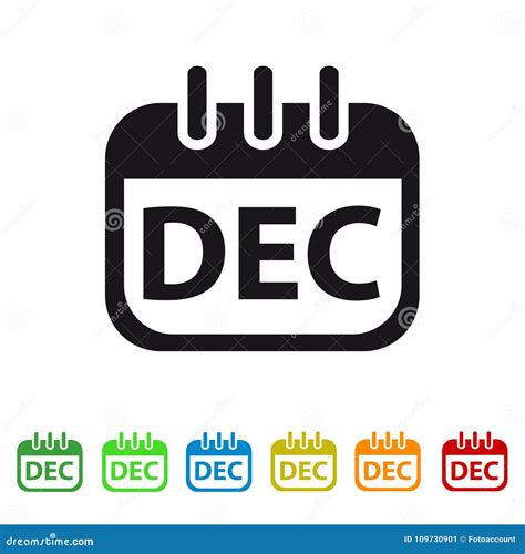 December Calendar Icon Colorful Vector Symbol Stock Vector