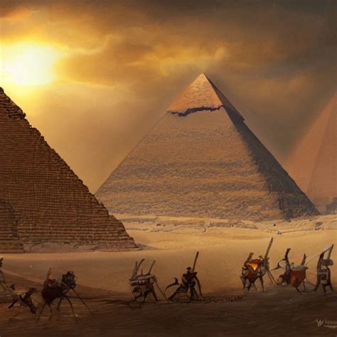 Digital Illustration Of The Construction Of Egyptian Pyramids M Arthub Ai
