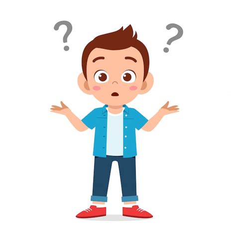 Premium Vector Cute Little Kid Boy Confused With Question Mark