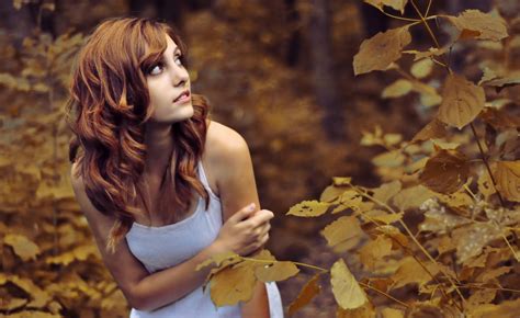 Wallpaper Sunlight Women Outdoors Redhead Model Photography Spring Shy Tree Autumn