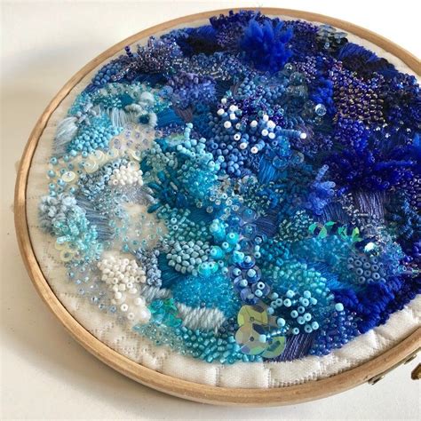 Coral Reef Art Hand Embroidered Hoop Art Coastal Embroidery Etsy In