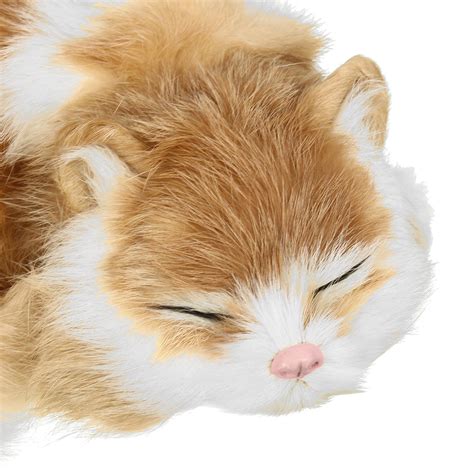 Realistic Sleeping Cat Lifelike Plush Fake Kitten Fur Furry Animal
