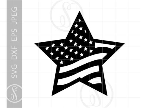 Us Flag Star Svg Clipart Us Flag Star Silhouette Cut File Etsy Uk