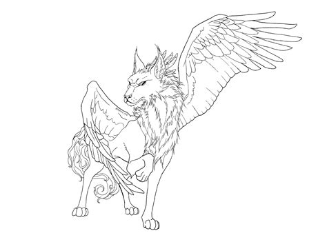 Winged Wolf Drawing Anime
