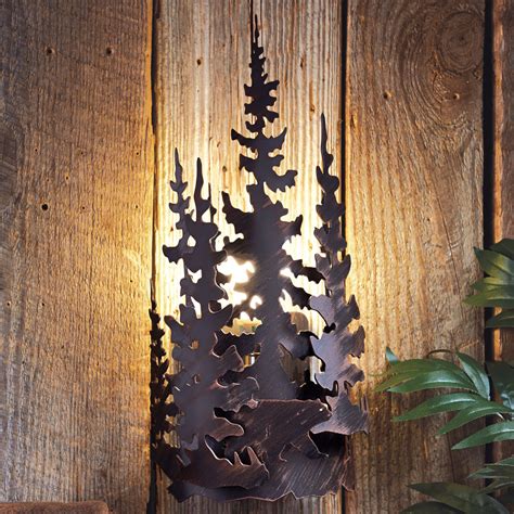 An Illuminated Forest Black Forest Decor Metal Wall Lamp Rustic Lamps