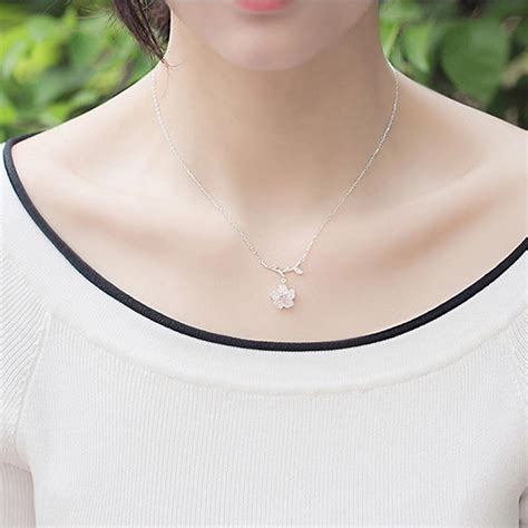 Buy 925 Sterling Silver Necklaces Beautiful Sakura Flower Pendant