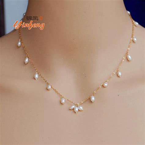 Simple Fashion And Natural Pearl Necklace With Gold Chain