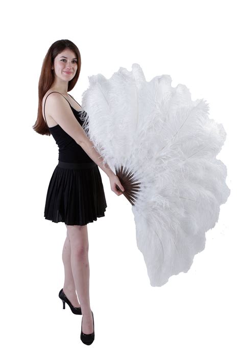 Large White Ostrich Feather Fan Feather Fan For Burlesque Fan Dance Showgirl Costume Boudoir