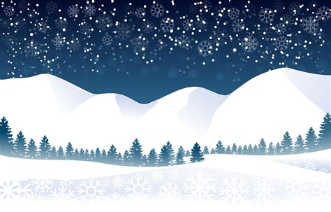 Snowy Mountain Winter Landscape With Snowflakes 1555350 Vector Art At