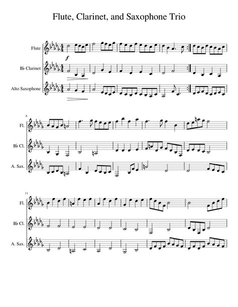 Flute Clarinet And Saxophone Trio Sheet Music