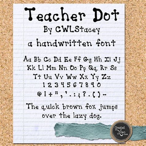 Teacher Dot Font Handwritten Dotted Font Ttf File Otf File Digital