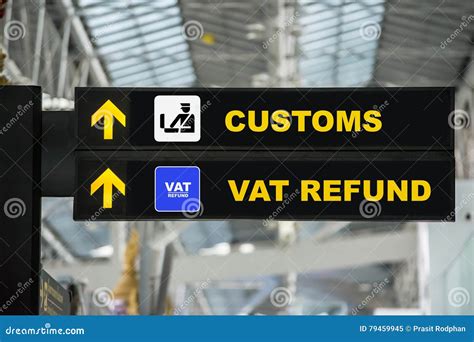 Customs Sign In Airport And Direction Arrow Stock Photo Cartoondealer