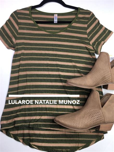 women s fashion lularoe classic t striped green and tan super soft super comfortable casual