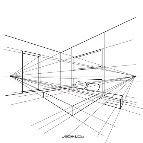 How To Draw A Room In 2 Point Perspective Youtube