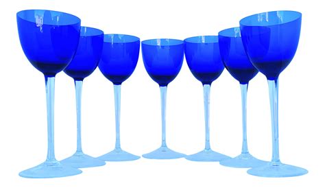 Baccarat Rhine Cobalt Blue Wine Glasses Set Of 7 Chairish