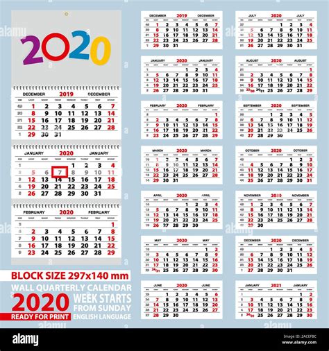 Calendario Vector 2020